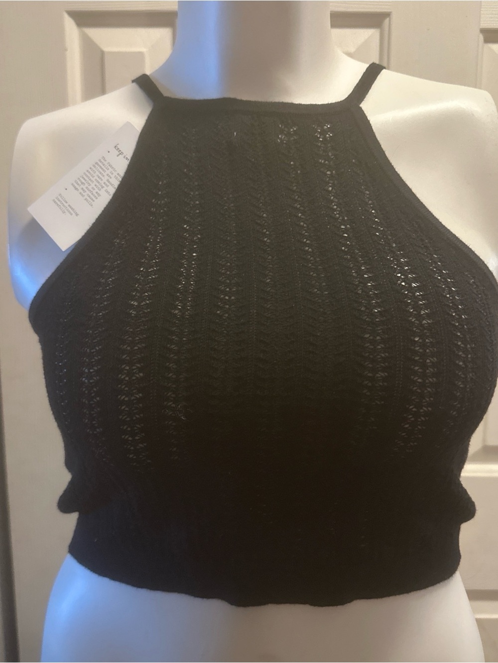 a new day Black Knit Halter Crop Camisole